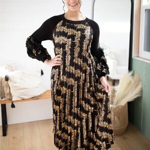 Elegant Black and Gold Women's Dress